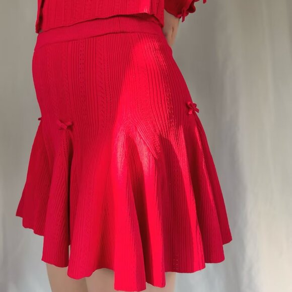 LSF Meryl Rib Pointelle Mini Skirt - Candy Apple - Picture 3 of 6